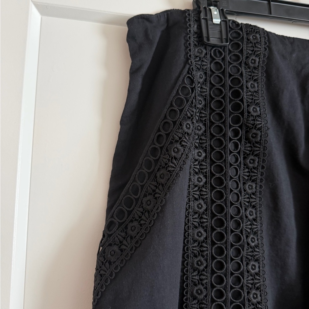 Charo Ruiz Lace-Trimmed Cotton Voile Wide Leg Pants, Black, Size XL - Picture 6 of 8